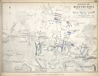 Karte der Schlacht von Montmirail, veröffentlicht von William Blackwood und Sons, Edinburgh und London, 1848